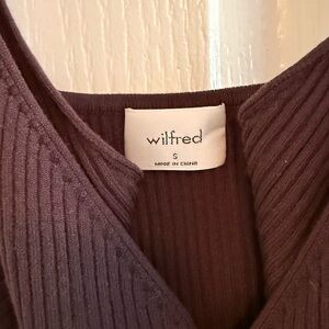 Aritzia Wilfred Chocolate Ribbed Knit Top